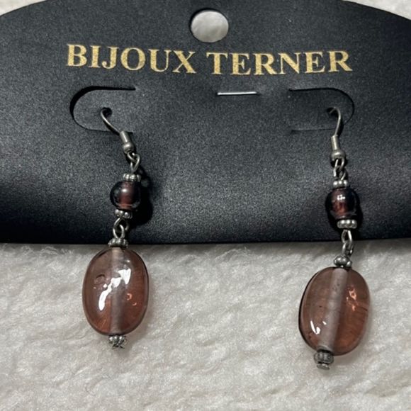 Bijoux Terner Silver Tone Earring & 5 Strand Necklace Set Brown Gemstone Beads - Picture 6 of 7